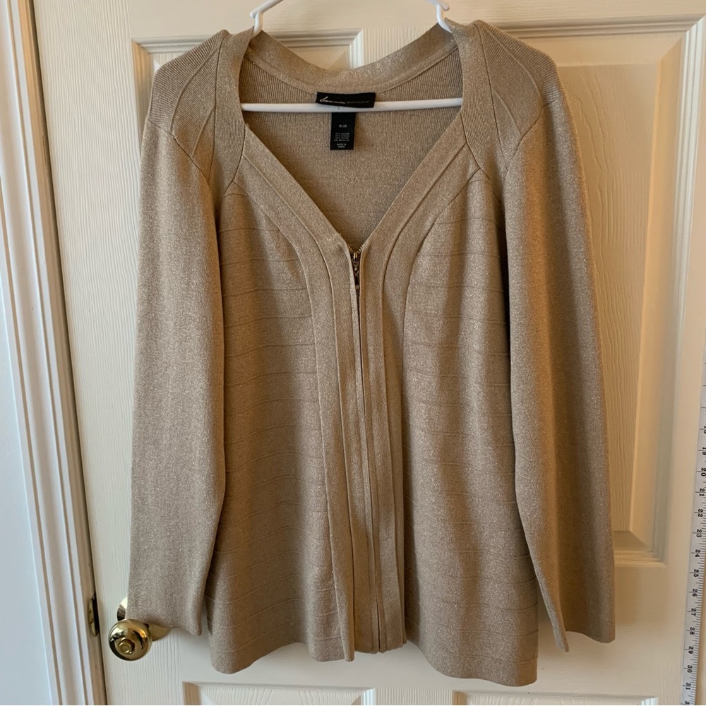 Lane Bryant Gold Stretch Zip-up Cardigan Sweater